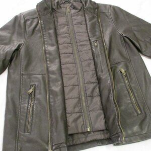 DOCKERS MEN’S INSULATED LINED BLACK LEATHER JACKET SIZE M – UNISEX